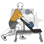 Curl concentrado mancuerna unilateral apoyado en banco 60º aprox