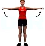 Elevaciones laterales de pie con mancuernas