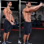 Elevación frontal desde polea baja dos brazos agarre cuerda